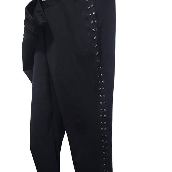 Lane Bryant Women's Black Gold Studded Down Sides Pull-on Hi-Rise Stretch Pants - Picture 5 of 6